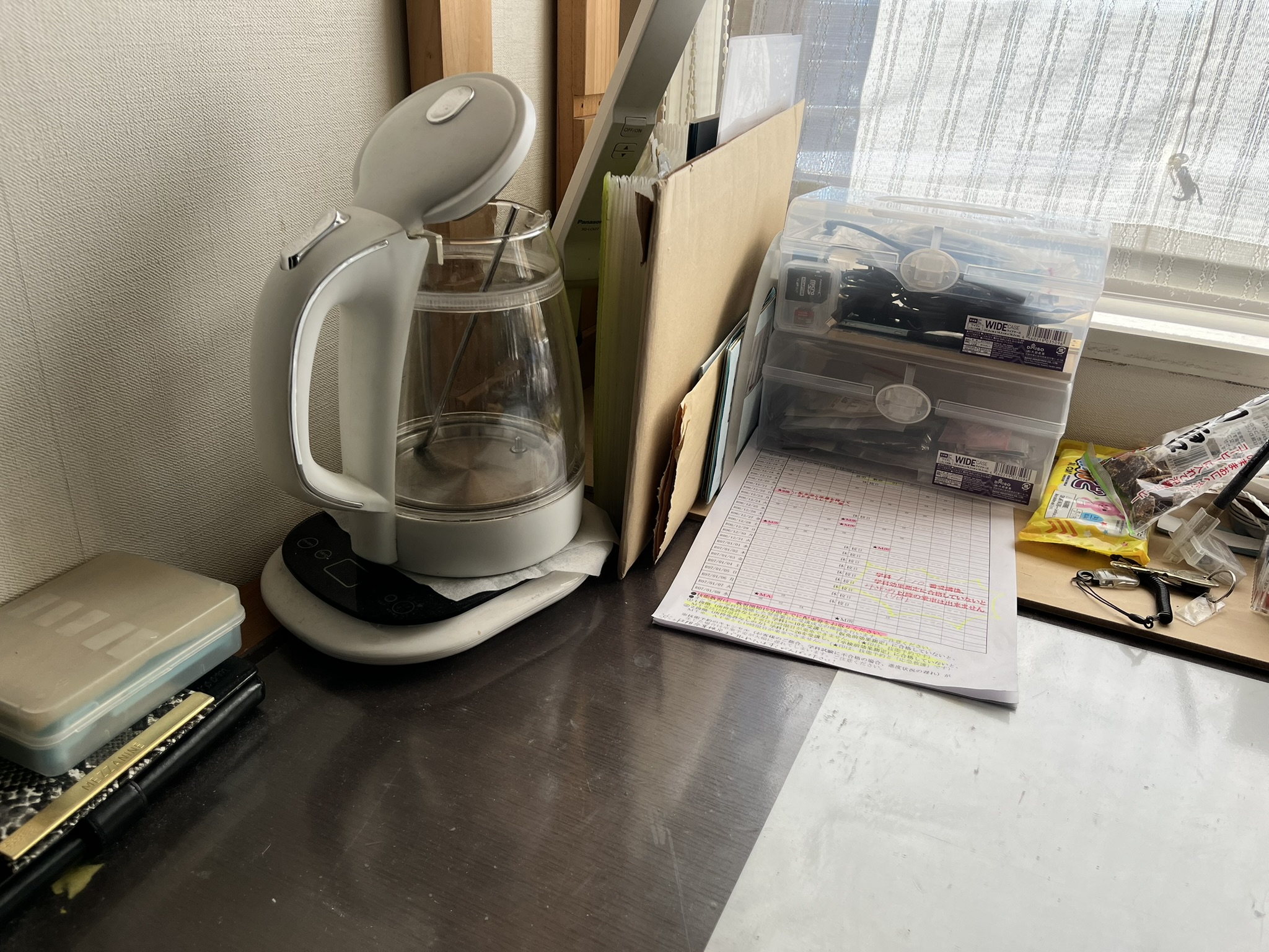 不調なケトル、コインケース、大事な書類など